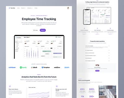 Time Tracking Landing Page agency business agency websites design landing page project management sass time tracker time tracking trendy design ui
