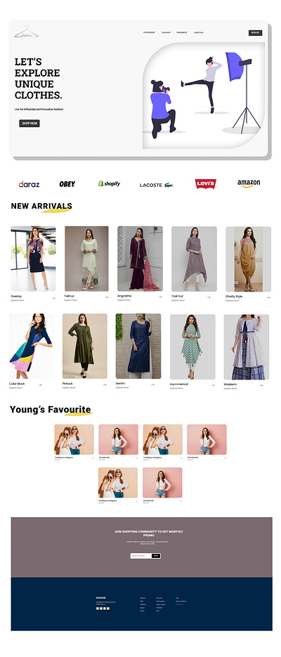 UI Fashion design landing page ui