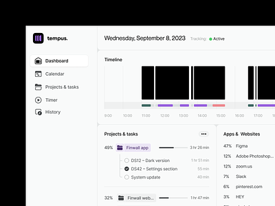 tempus – productivity tracker application dashboard product design productivity productivity app productivity tool time tracker ui ux visual identity web application