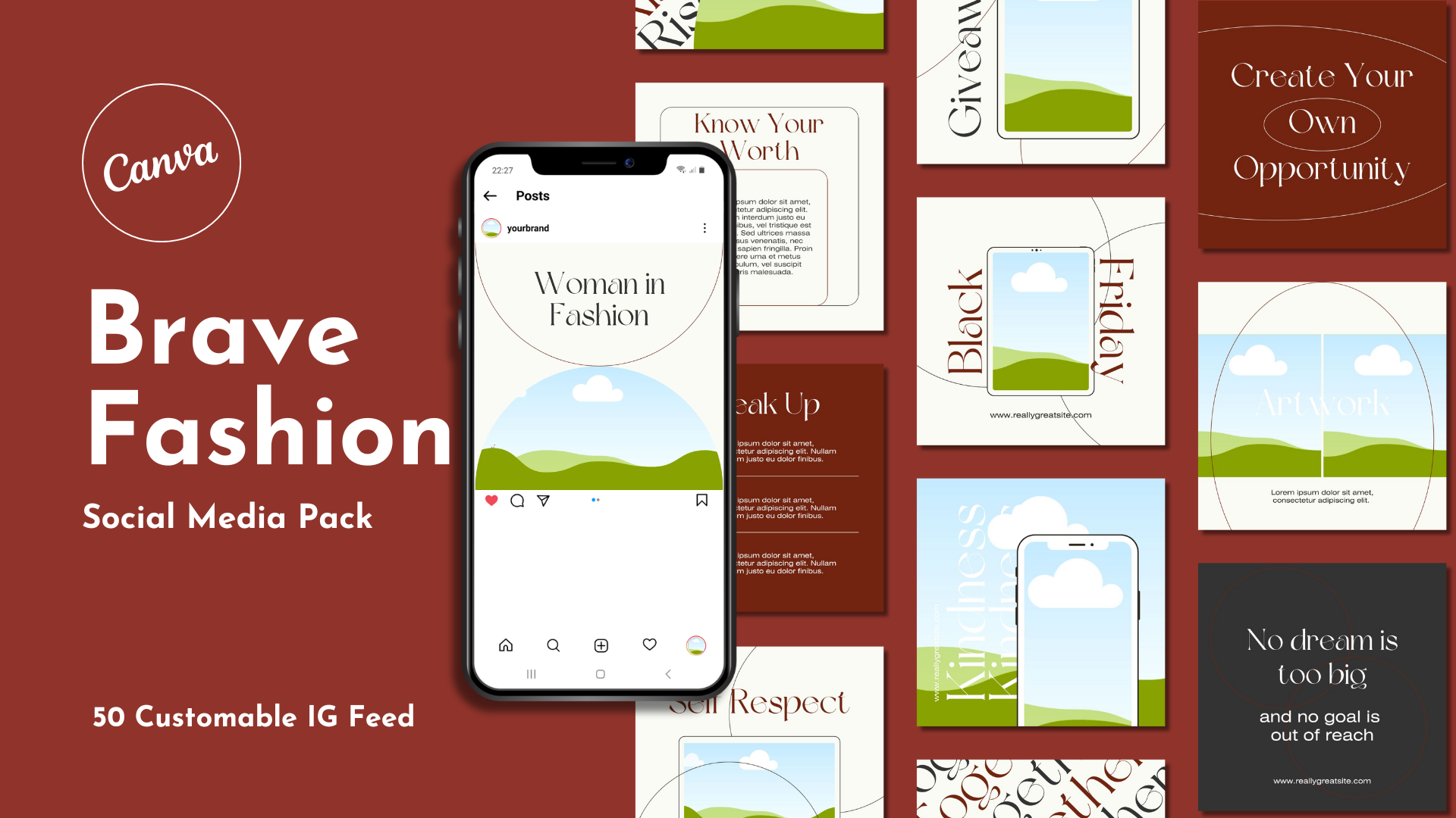 Women's Empowerment - Social Media Post aesthetic branding canva design empowerment woman instagram instagram feed instagram post instagram template social media stronger template