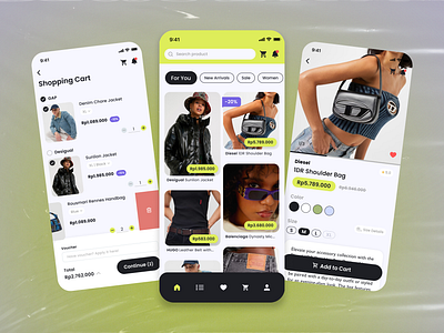 Fashion E-commerce App - Ruvo app apparel black cart clothing e commerce ecommerce fashion fashion app home page iphone mobile app product detail shop shopping ui ui design ux ux design yellow