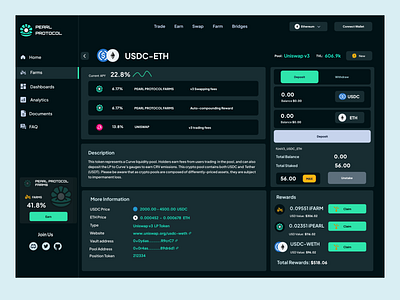 Pearl Protocol: Farming blockchain crypto defi design ui website