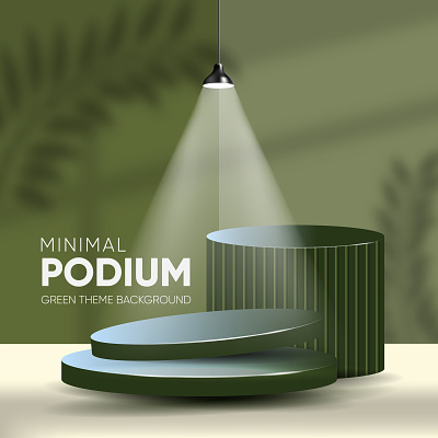 Minimal podium in green theme background 3d advertising business design graphic design illustration marketing podium product placement round podium stage template
