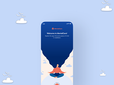 MentalCare: A meditation app onboarding. branding design meditationapp mobileapp ui uiux