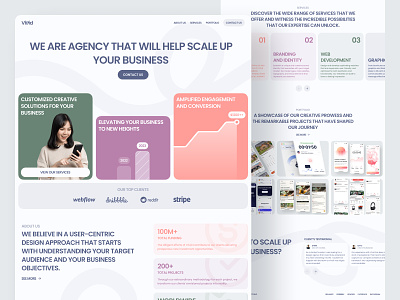 Vivid - Design Agency Landing Page agency agency landing page company desgin agency digital agency landing landing page light mode marketing pastel portfolio services startup studio ui ui design uiux web design