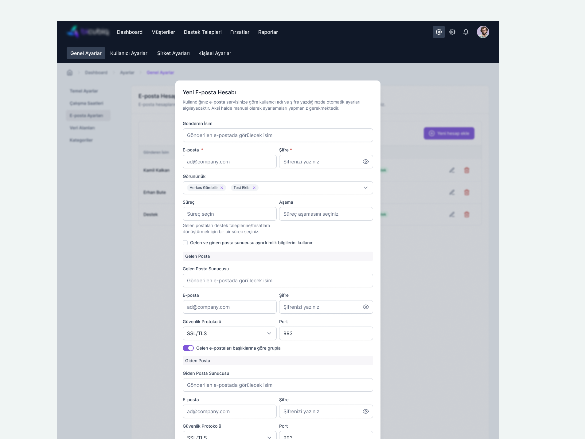 Example of CRM - Setting Mail