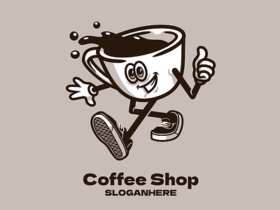 Coffee Shop Mascot Logo cafe cartoon coffee coffee shop cute design icon illustration logo mascot retro vintage