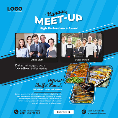 Corporate buffet lunch post design. corporate lunch design facebook post social media post template