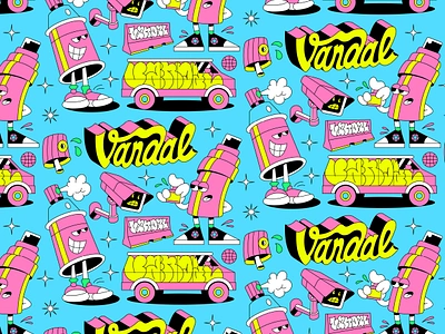 Vandal - Illustration Pattern apparel art artist arts car clothing brand colorful custom type fashion fun graphic design illustration mascot merchandise modern packaging pattern retro shirt vector