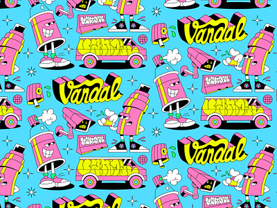 Vandal - Illustration Pattern apparel art artist arts car clothing brand colorful custom type fashion fun graphic design illustration mascot merchandise modern packaging pattern retro shirt vector