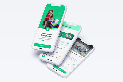 Cleaning Service App booking calender chat clean cleaning service design discovery functional app hire innovative luxury minimalist mobile mobile design review service ui usability user friendly ux