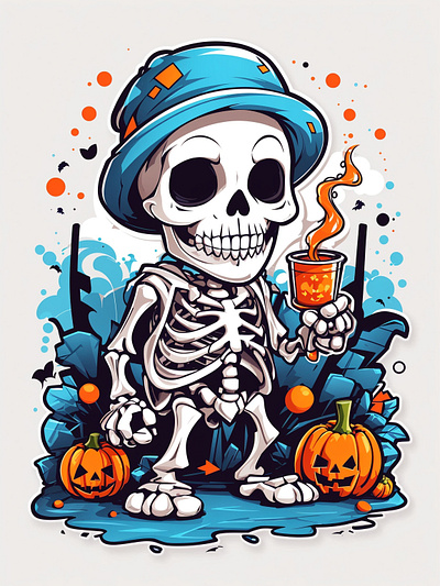Skeletons Haloween Party graphic design illustration tshirt design