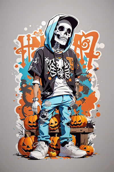 Skulls Haloween Party grafitti graphic design illustration tshirt design