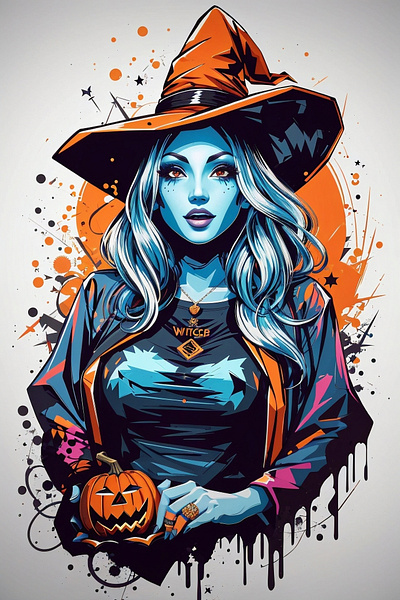 Witch Haloween Costum graphic design illustration tshirt design