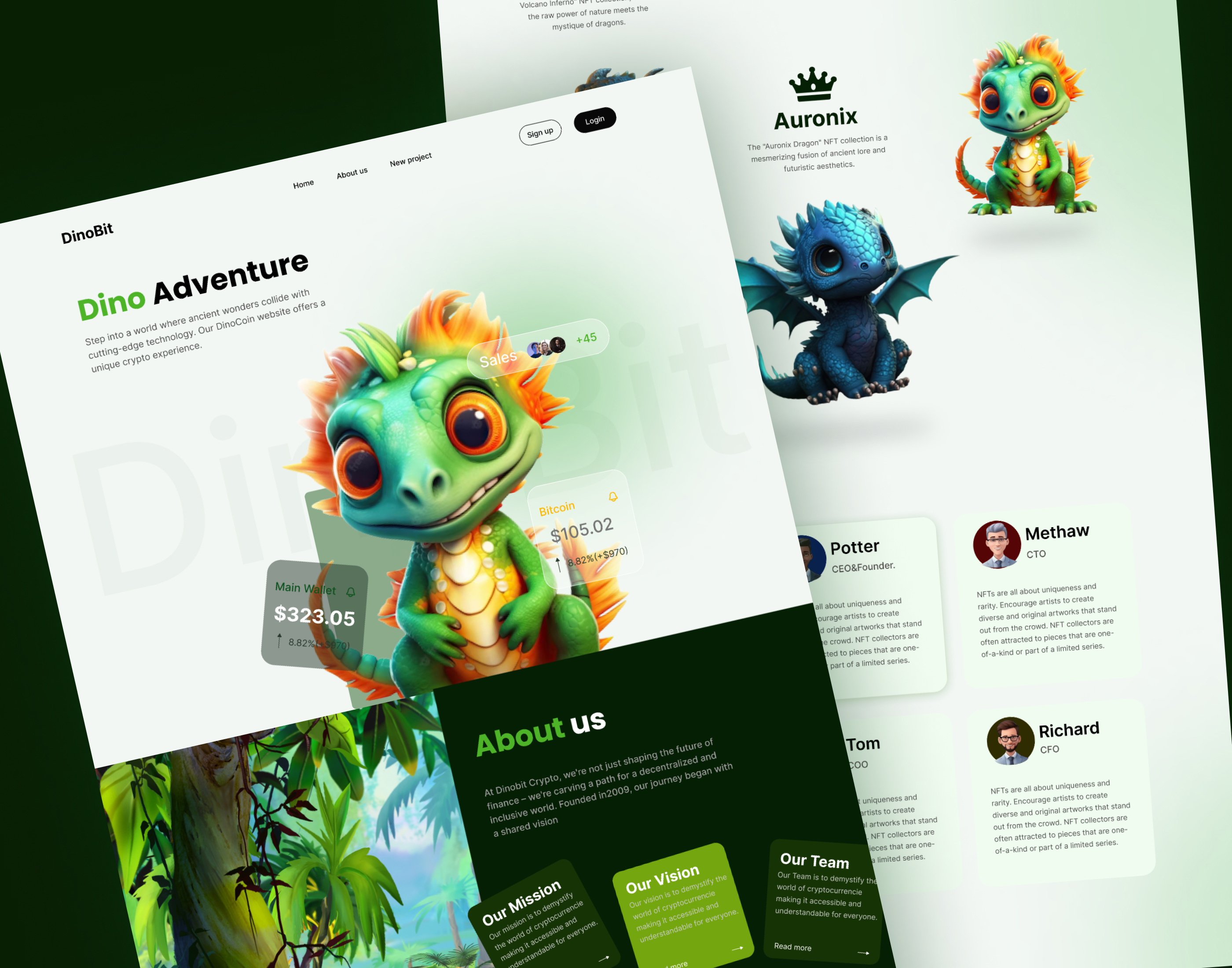 Dinobit-Crypto landing page by Zohura Sharna on Dribbble