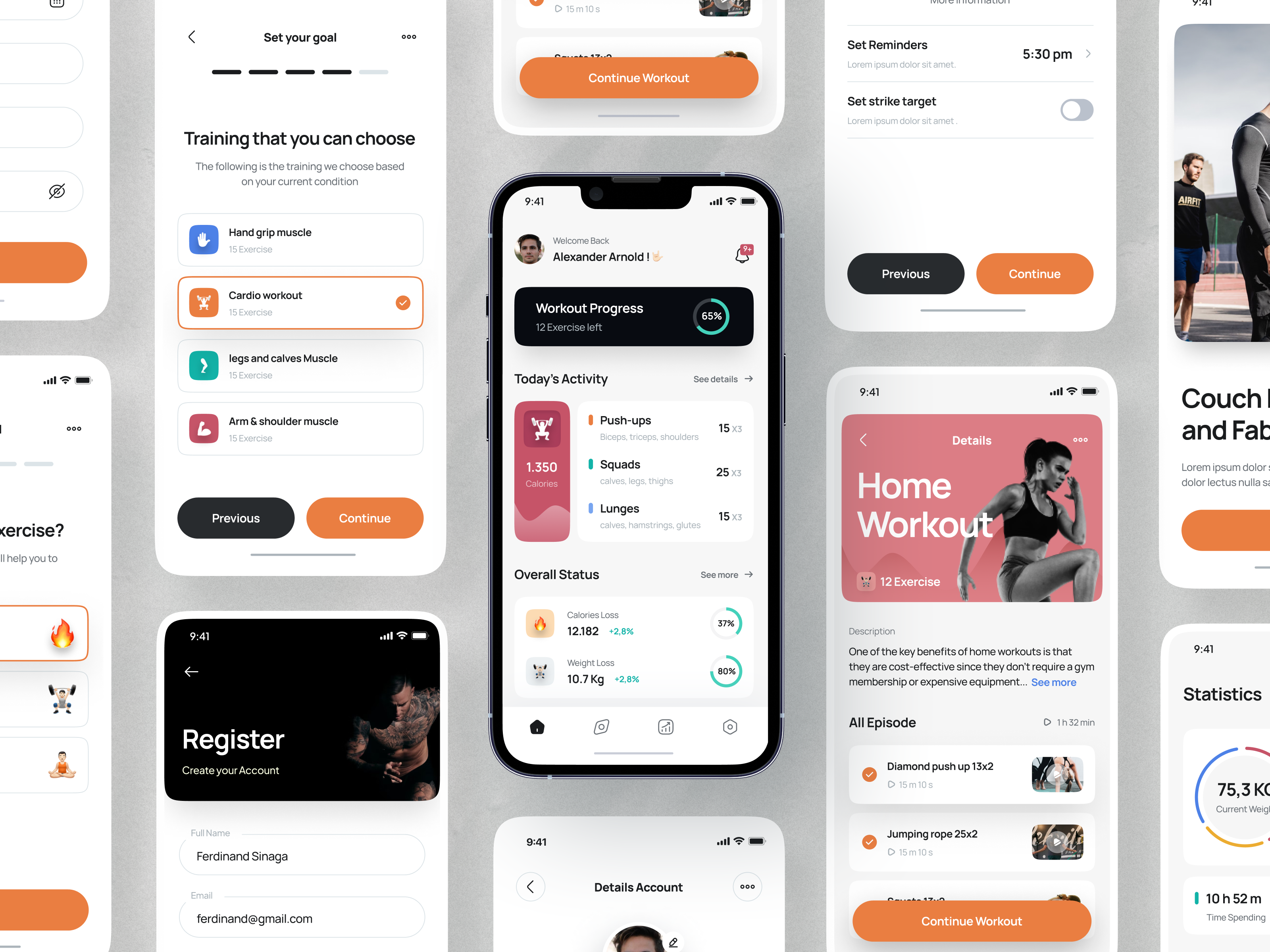Fitness Mobile App UI Kit - Highfits analytics app design fitness fitness app gym app health app health tracking healthcare mobile mobile app mobile app kit product design product kit tracker app ui ui kit ui8 ui8 product ux workout app