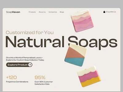 Soap Haven Minimal Landing Page art website artist branding creative home page homepage interface landing landing page minimal minimalistic natural personal website scent soap start up startup design ui ux web web design