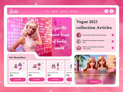 Barbie Store - Web site barbie barbie e commerce barbie store website barbie website buy clean design logo minimal pink price ui uiux ux website