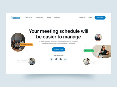 Virtual Meeting SaaS Web Header b2b b2c call conference hello dribbble landing page meetings product design remind remind creative saas saas website schedule team meeting typography ui video call virtual meeting web design zoom