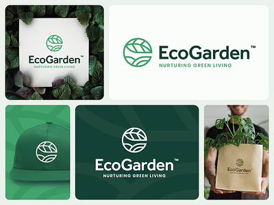 EcoGarden - Branding v2 branding clean logo eco business eco friendly logo garden logo gardening logo design green logo landscaping company logo modern nature inspired logo visual identity