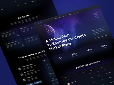 Crypto Landing Page Design animation bitcoin clean crypto landing page crypto web design crypto website cryptocurrency cryto wallet defi ethereum exchange exchange landing page exploration graphic design landing page token ui web 3.0 website website design