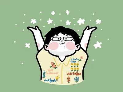 Maomao wearing flower patterned shirt character cute design illustration procreate