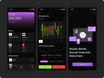 Stock Market trading app Visual design clean and minimal design illustration mobile design stock market trading ui user experience ux visual design