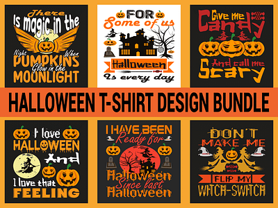 HALLOWEEN T-SHIRT DESIGN BUNDLE appreal design fasion graphic design halloween halloween design halloween shirt halloween t shirt illustration moon pumpking scary shirt design t shirt t shirt design