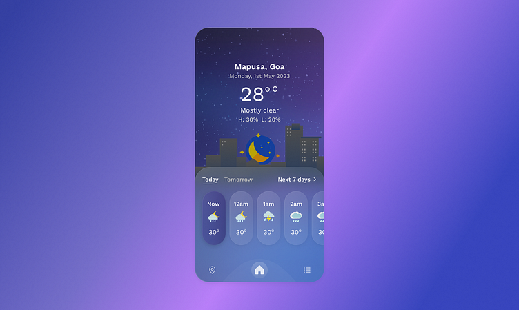 Glassmorphism - weather forecasting by sweta kaisukar on Dribbble