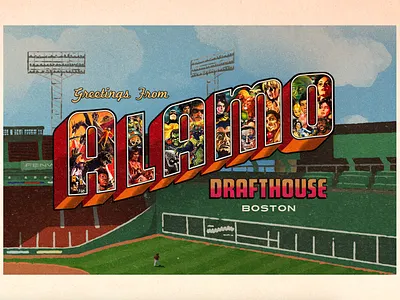 Alamo Boston Postcard alamo drafthouse boston branding design graphic design illustration post card post card design