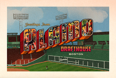 Alamo Boston Postcard alamo drafthouse boston branding design graphic design illustration post card post card design