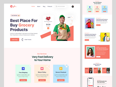 Grocery Delivery Landing Page clean cooking delivery e commerce food food and drink food delivery foodie fruit grocery landing page online ordering web online shopping popular restaurant trendy uiux vegetable website design