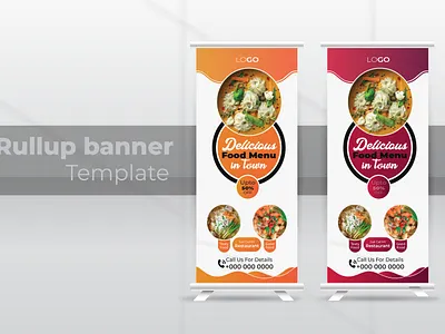 Delicious Food Menu Roll Up Banner branding layout design