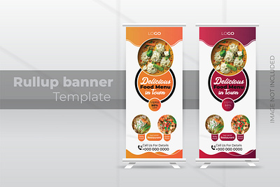 Delicious Food Menu Roll Up Banner branding layout design