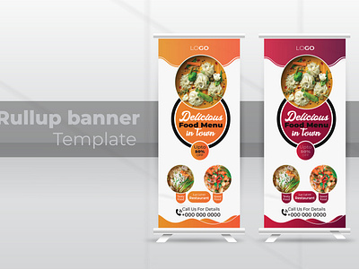 Delicious Food Menu Roll Up Banner branding layout design