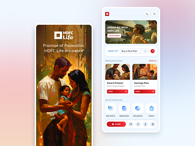 Concept Home Page UI - HDFC Life Insurance App ai app app design banking finance fintech hdfc home homepage mobile ui ui user interface ux