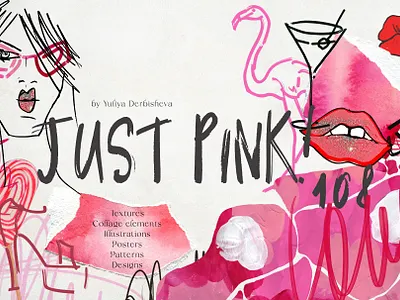 Just Pink collage barbie core background texture illustrations barbie core branding collage elements doll girl illustration gold graphic design pink background seamless pattern social media texture pink ui