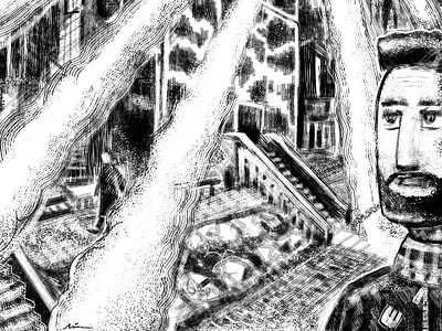 "Sun is falling" art bd black and white color pencil comics design draw dream graphic design handmade illustration nft war water ink