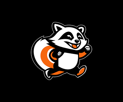 Running Raccoon Mascot branding design graphic design icon illustration logo typography ui ux vector