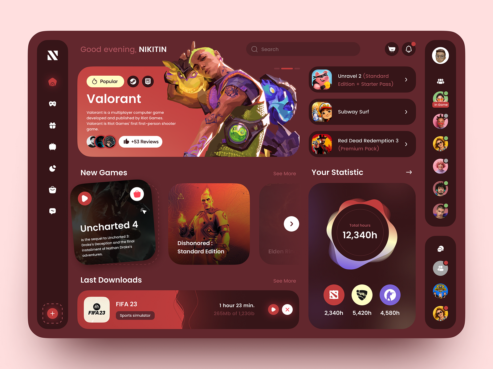 Game Dashboard Design by Nixtio on Dribbble