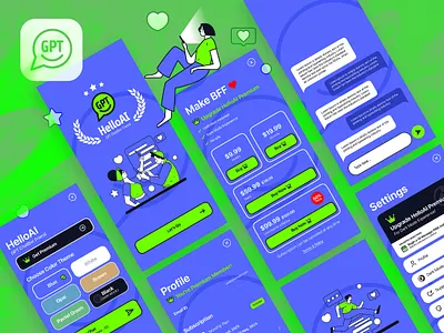 HelloAI - GPT ChatBot Friend ai app branding chat design figma gpt graphic design helloai illustration logo openai ui ux vector