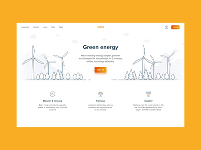 Alpiq landing page animation clean energy illustration landing page minimal motion graphics retail simple ui ux web website white