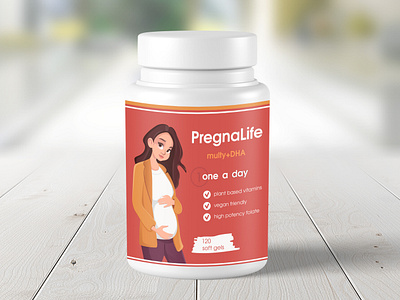 Prenatal vitamins packaging design advertising branding business capsules cartoon character design girl graphic design illustration logo package packaging pharmaceutical pregnant prenatal style vector vitamins woman