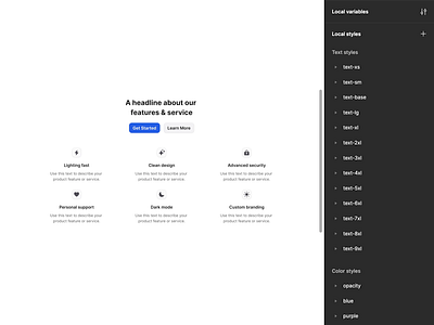 Responsive Features Block in Figma dark mode design system designer figma interface layout wrap mobile design product design responsive ui ui kit ux variables web design
