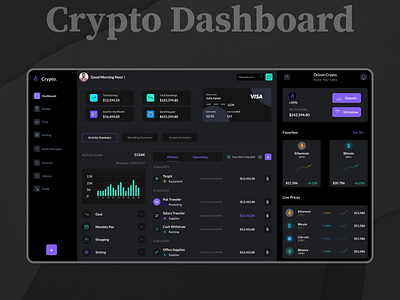 Crypto Dashboard 💻 crypto dashboard dashboard design design typography ui