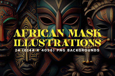 African Ambiance: 24 Tribal Mask Illustrations for Designers african afro art background collection culture ethnic heritage historic illustration illustrations mask mystery realistic religion souvineer tiki unique wallpaper wooden
