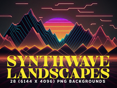 28 Retro-Futuristic Synthwave Landscapes in 6K Resolution 1980s 1990s abstract background futuristic grid hipster illustration metaverse mountains music neon retro sun synthwave tron vaporwave vintage virtual wallpaper