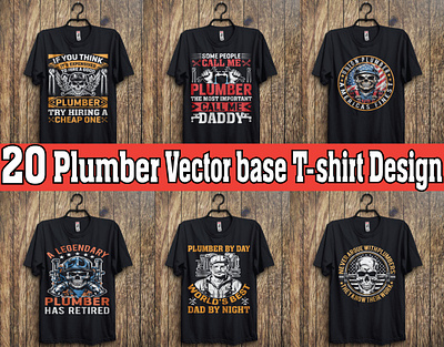 PLUMBER T-SHIRT DESIGN BUNDLE. pipefitting seller t shirt design tshirt vector base design