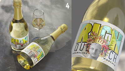 Ruch Quench proposal 3d alcohol label wine