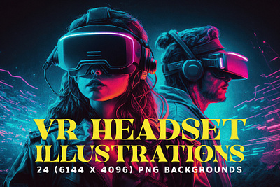 24 6K VR Headset Illustrations for Designers 1980s augemented background cyberpunk entertainment futuristic headset illustration metaverse retrowave synthwave technology video game virtual reality wallpapers